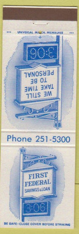 Matchbook Cover - First Federal Savings Loan Menomonee Falls WI Oconomowoc