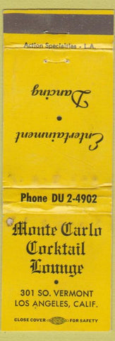 Matchbook Cover - Monte CArlo Cocktail Lounge Los Angeles CA WEAR
