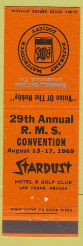 Matchbook Cover - Stardust Hotel Las Vegas NV Casino RMS 1969 Russell Snyder