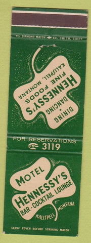 Matchbook Cover - Motel Hennessy's Salispell MT