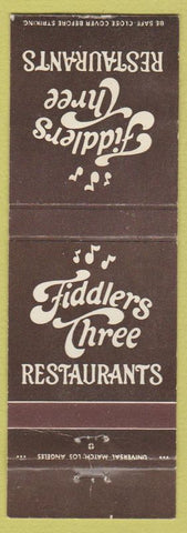 Matchbook Cover - Fiddlers Three Long Beach Tustin Carson Fullerton CA