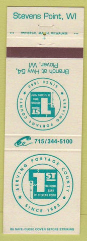 Matchbook Cover - 1st National Bank Stevens Point Plover WI