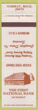 Matchbook Cover - First National Bank of Norway MI