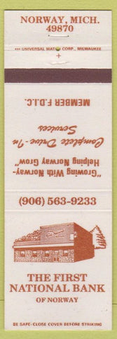 Matchbook Cover - First National Bank of Norway MI