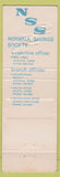 Matchbook Cover - Norwalk Savings Society Bank Norwalk CT Wilton