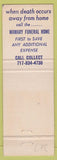 Matchbook Cover - Andrew Mamary Funeral Home Wilkes Barre PA
