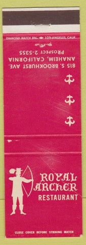Matchbook Cover - Royal Archer Restaurant Anaheim CA WEAR