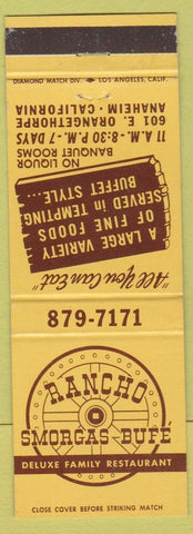 Matchbook Cover - Rancho Smorgas Bufe Anaheim CA