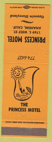 Matchbook Cover - Princess Motel Anaheim CA girlie Disneyland reference orange