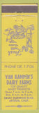 Matchbook Cover - Van Kampen's Dairy Farms Artesia CA