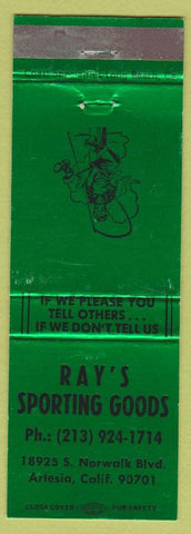 Matchbook Cover - Ray's Sporting Goods Artesia CA fly fishing Green