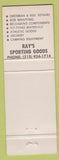 Matchbook Cover - Ray's Sporting Goods Artesia CA fly fishing Green