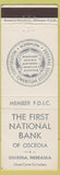 Matchbook Cover - First National Bank Osceola NE