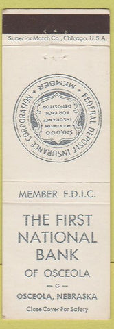 Matchbook Cover - First National Bank Osceola NE