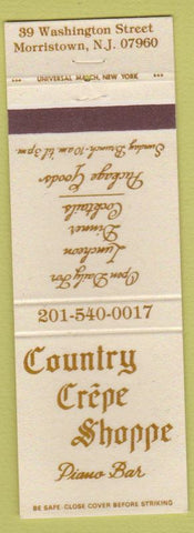 Matchbook Cover - Country Crepe Shoppe Piano Bar Morristown NJ