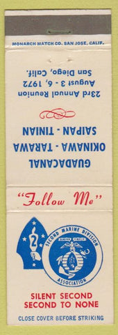 Matchbook Cover - Military Reunion 1972 Guadacanal Okinawa Tarawa Saipan Tinian