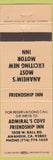 Matchbook Cover - Admiral's Cove Friendship Inn Anaheim CA peach