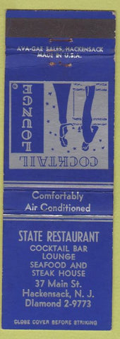 Matchbook Cover - State Restaurant Hackensack NJ