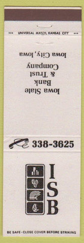 Matchbook Cover - Iowa State Bank Trust Iowa City IA