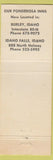 Matchbook Cover - Ponderosa Inn Burley Idaho Falls ID light orange