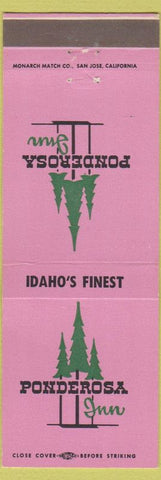 Matchbook Cover - Ponderosa Inn Burley Idaho Falls ID lavender