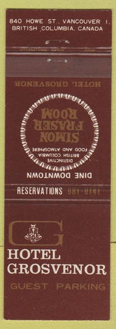 Matchbook Cover - Hotel Grosvenor Vancouver BC
