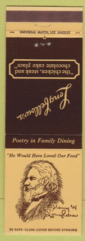 Matchbook Cover - Long Fellow's restaurant Van Nuys CA Lomita Ventura