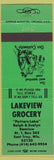 Matchbook Cover - Lakeview Grocery East Troy WI green