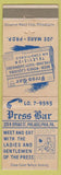 Matchbook Cover - Press Bar Philadelphia PA WEAR