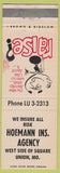 Matchbook Cover - Hoemann Insurance Agency Union MO