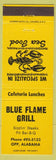 Matchbook Cover - Blue Flame Grill Opp AL yellow