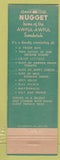 Matchbook Cover - Carson City Nugget casino NV