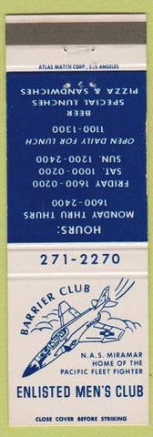 Matchbook Cover - Barrier Club Miramar CA
