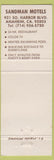 Matchbook Cover - Sandman Motels Anaheim CA Disneyland Reference