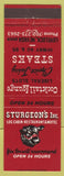 Matchbook Cover - Sturgeon's Inc Restaurant Motel Lovelock NV
