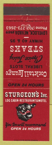 Matchbook Cover - Sturgeon's Inc Restaurant Motel Lovelock NV