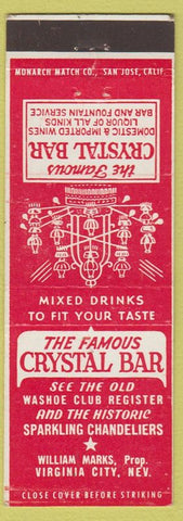 Matchbook Cover - Crystal Bar Virgina City NV