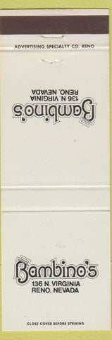 Matchbook Cover - Bambino's Reno NV