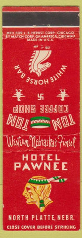 Matchbook Cover - Hotel Pawnee North Platte NE