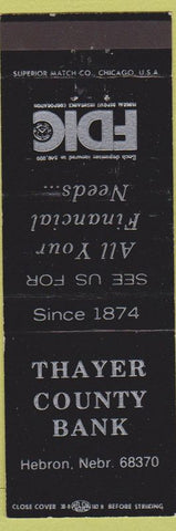 Matchbook Cover - Thayer County bAnk Hebron NE