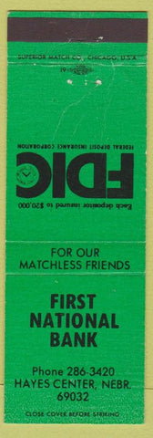 Matchbook Cover - First National Bank Hayes Center NE