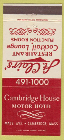 Matchbook Cover - Cambridge House Motor Hotel Cambridge MA 30 Strike