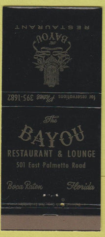Matchbook Cover - Bayou Restaurant Lounge Boca Raton FL 30 Strike
