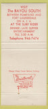 Matchbook Cover - Bayou Restaurant Lounge Boca Raton FL 30 Strike