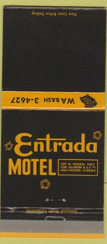 Matchbook Cover - Entrada Motel Hollywood FL 30 Strike