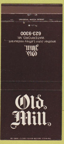 Matchbook Cover - Old Mill Waterford MI 30 Strike