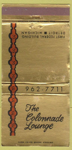 Matchbook Cover - Colonnade Lounge Detroit MI WORN 30 Strike
