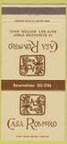 Matchbook Cover - Casa Romero Back Bay Boston MA 30 Strike