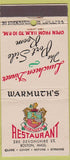 Matchbook Cover - Warmuth's Restaurant Boston MA #2 30 Stick