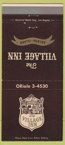 Matchbook Cover - Village Inn Balboa Island CA 30 Strike